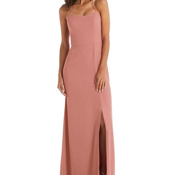 Spaghetti Strap Tie Halter Backless Trumpet Gown - Picture 1 of 3